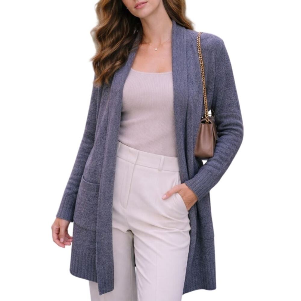 CeCe Open Front Cardigan Sweater Size Small Gray Quiet Luxury Minimalist Cozy